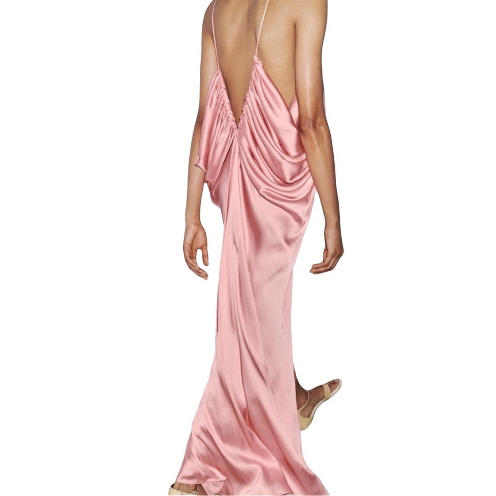 Zara Collection Satin Volume Maxi Dress in Pink, Size Medium / NWT 🌸 S/S 2025 - Picture 4 of 5